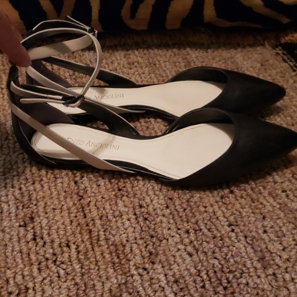 Enzio Angiolini Two Tone Ankle Strap Flats